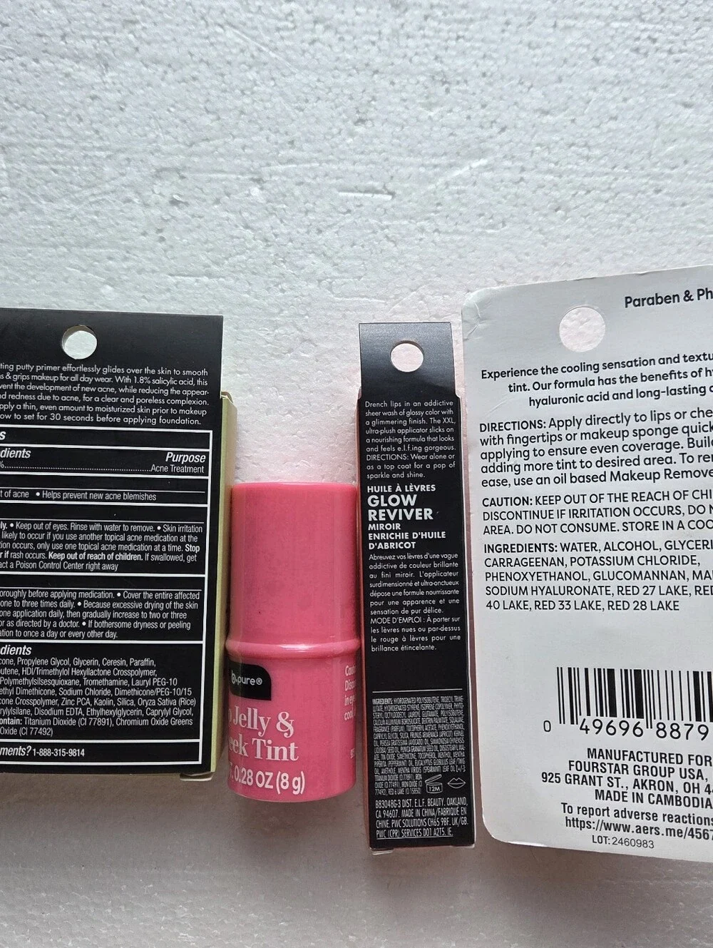 e.l.f. & B.Pure Cosmetics Makeup Bundle - Putty Primer, Lip Oil & Jelly Tints 4